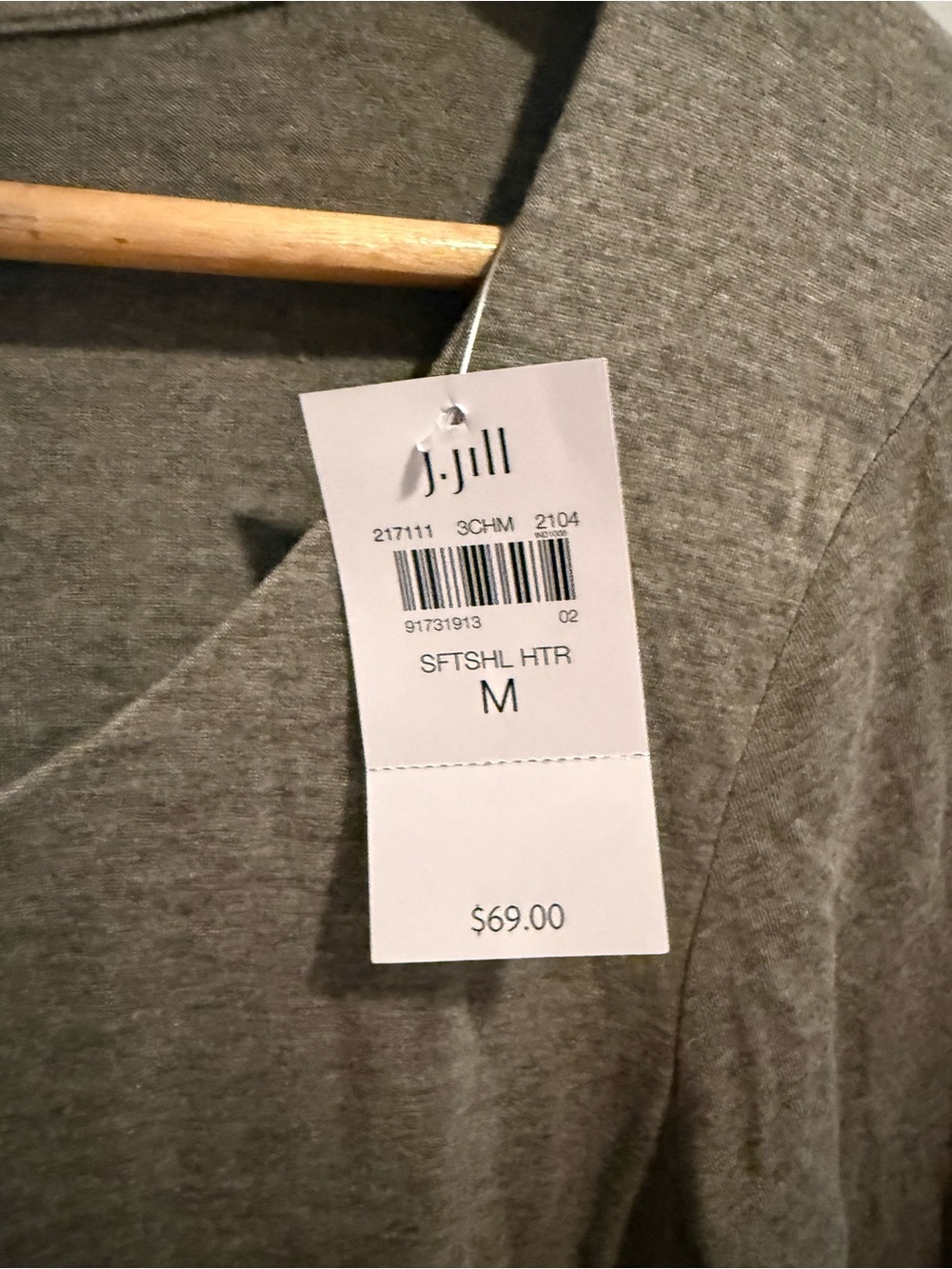 J.Jill Pure Jill Supersoft Elliptical Tee Gray Modal 3/4 Sleeve NWT M Travel - Picture 2 of 4